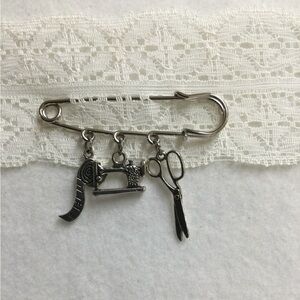 Seamstress Sewing Charm Brooch